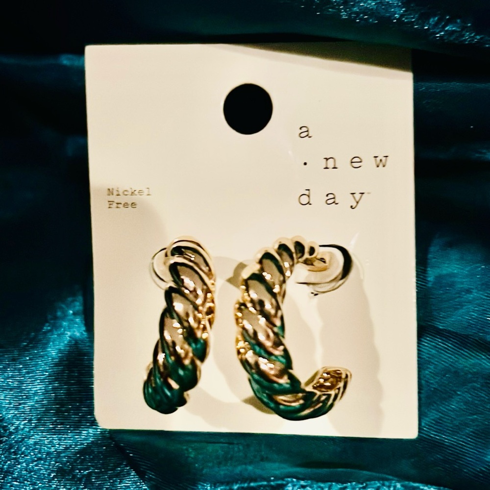 BNWT Trendy gold hoop earrings